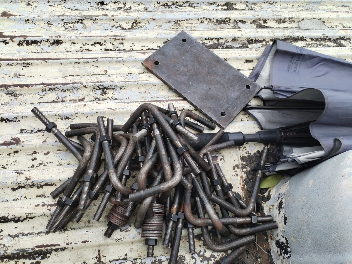 J-type anchor bolts fabricated to match the plate set — Southend
