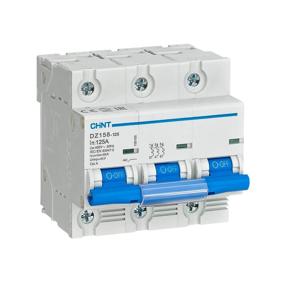 Chint Chint DZ158-125 3P 10KA 400VAC Main Miniature Circuit Breaker (4.5 Modul, Electrical Supply Circuit Breakers & Panels —