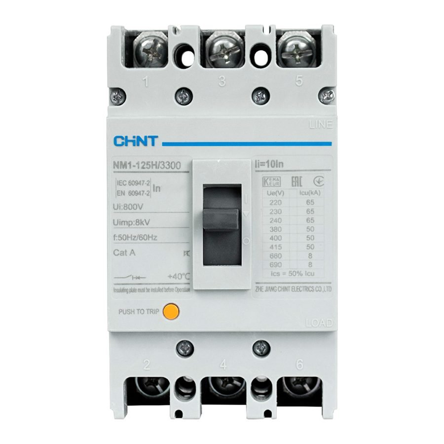 Chint Chint NM1 (125H & 250H) 3P Moulded Case Circuit Breaker (Type H-3 Pole M, Electrical Supply Circuit Breakers & Panels —