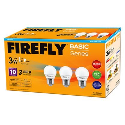Firefly Firefly LED Indoor Lighting A-Bulbs 3-Bulb Value Pack, Electrical Supply Lighting — Southend Philippines