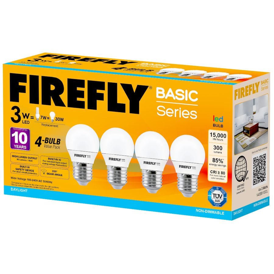 Firefly Firefly LED Indoor Lighting A-Bulbs 4-Bulb Value Pack, Electrical Supply Lighting — Southend Philippines
