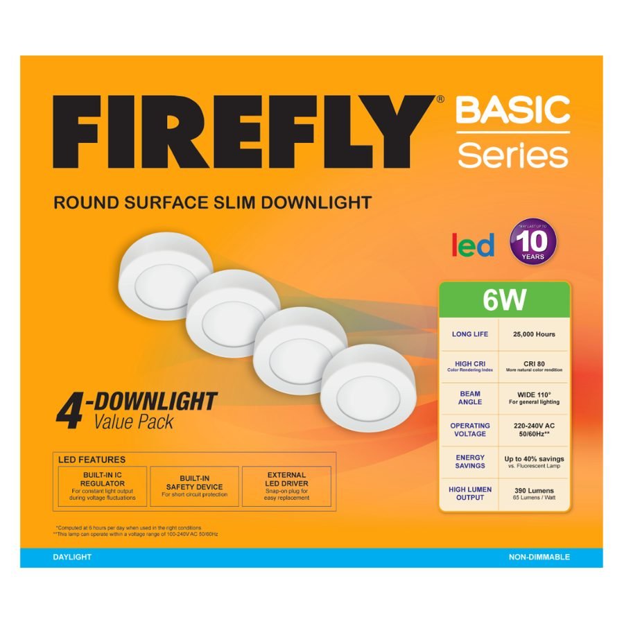 Firefly V40EDL2126 LED Downlight 4pcs. Value Pack Recessed Slim Ultra Th