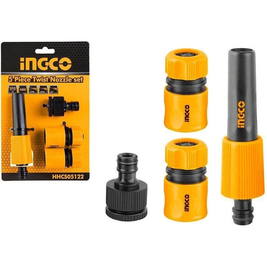 Ingco Ingco HHCS05122 5pcs Twist Nozzle Hose Connector Set, Electrical Supply Plugs & Connectors — Southend Philippines