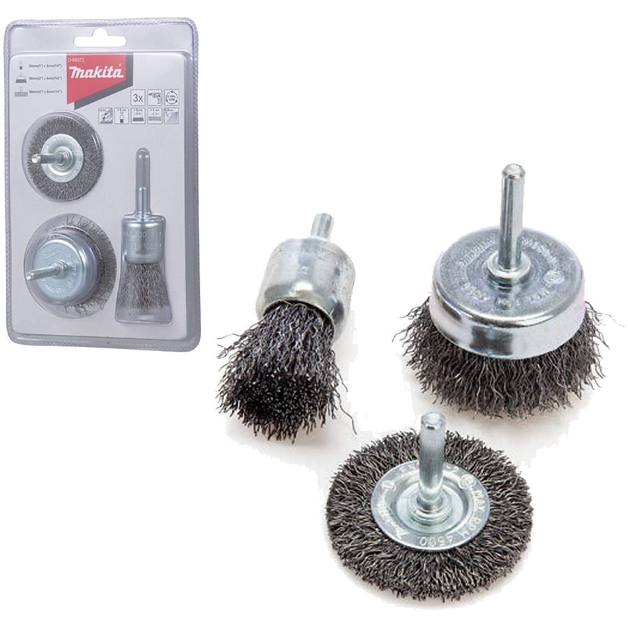 Makita D-66070 Wire Brush Set For Drill Set 3Pcs