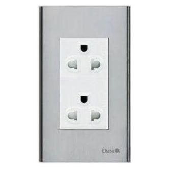 Omni Omni SP3-WG2 Duplex Universal Outlet With Ground In Stainless Plate 16A , Electrical Supply Switches & Outlets — Southen