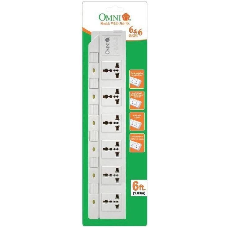 Omni Omni WED-360-PK Extension Cord Set 6-Gang With Individual Switch, Electrical Supply Switches & Outlets — Southend Philip