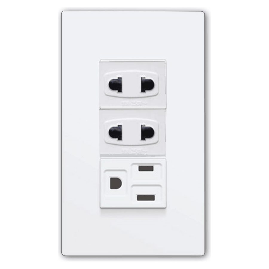 Powerhouse Electric 3 Gang Plate W/ Duplex Universal Outlet W/ Ground 1P