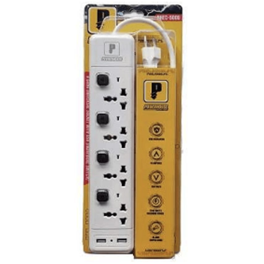 Powerhouse Electric Extension Cord With Individual Switch, USB And Overl