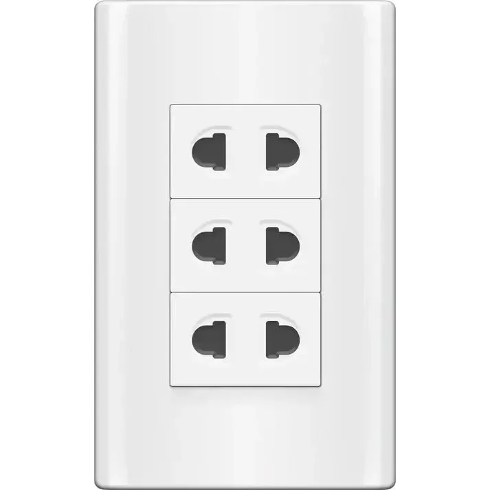 Royu Royu MDS115 3-Gang Universal Outlet Set 15A (Plano) [White], Electrical Supply Switches & Outlets — Southend Philippines
