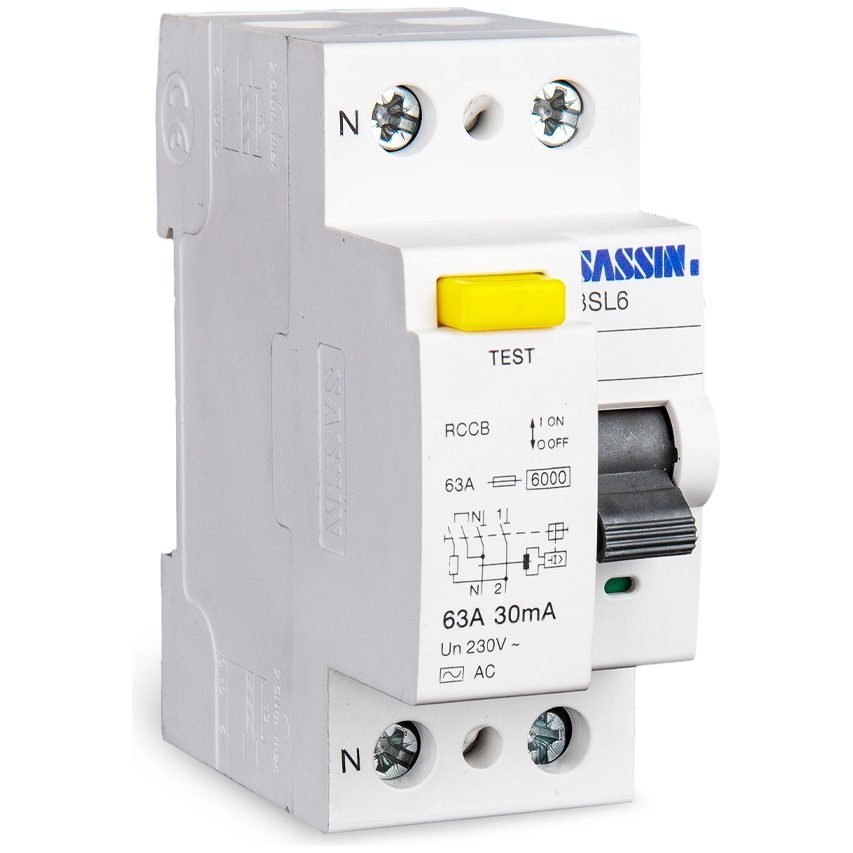 Sassin 2-Pole Residual Current Circuit Breaker (RCCB) (3SL52-63 Series), Electrical Supply Circuit Breakers — Southend Philip