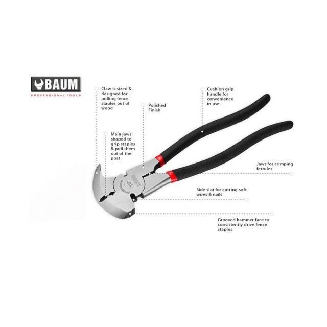 BAUM Fencing Pliers W/Hammer 10.5"