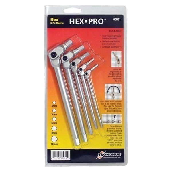 Bondhus 00050 Hex Pro™ Flexible Head Metric Hex Wrench Set 4-10mm, General Hardware Sockets & Ratchets — Southend Philippines