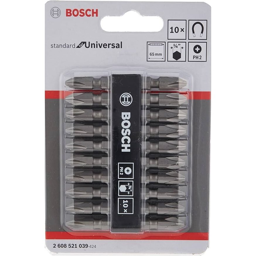 Bosch Bosch PH2 Double Ended Screwdriver Bit Set 10 Pcs 65MM (2608521039), General Hardware Screwdrivers — Southend Philippin