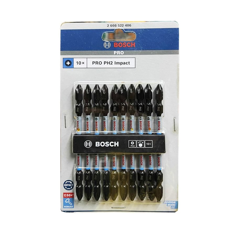 Bosch Bosch PH2 Impact Double Ended Screwdriver Bit Set 10 Pcs 110MM (26085224, General Hardware Screwdrivers — Southend Phil