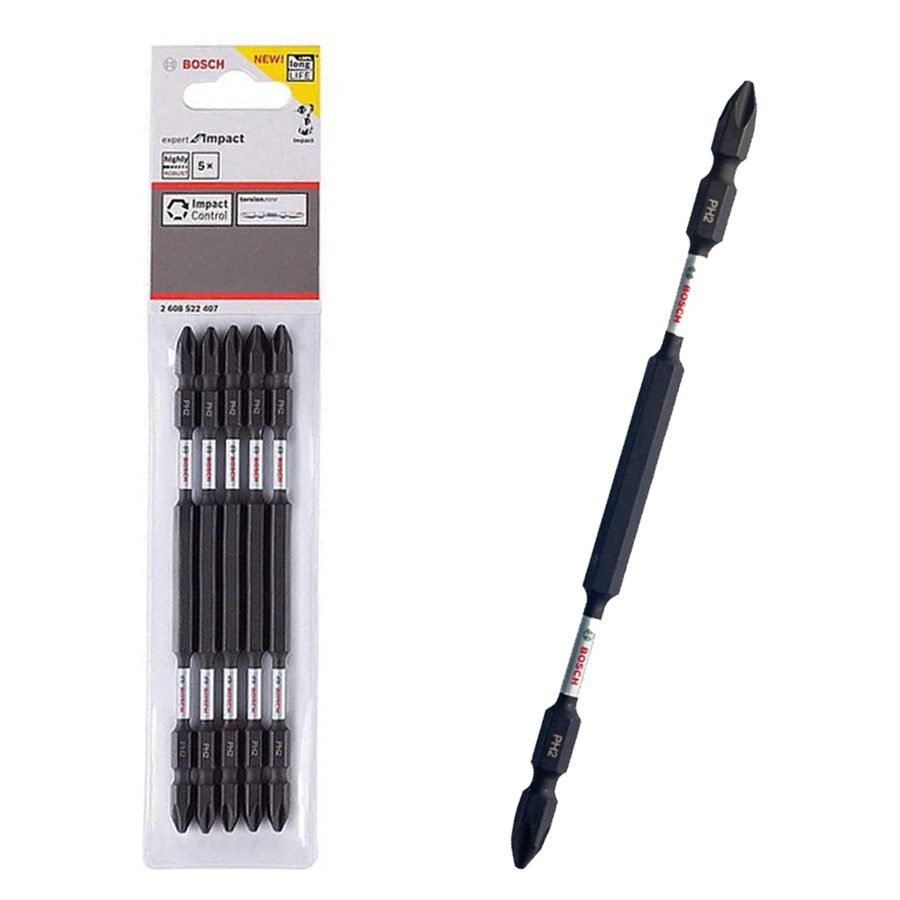 Bosch Bosch PH2 Impact Double Ended Screwdriver Bit Set 5 Pcs 150MM (260852240, General Hardware Screwdrivers — Southend Phil