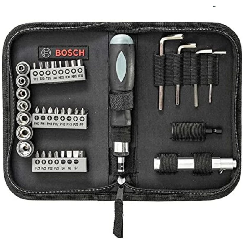 Bosch Promoline Premium Sockets, Screw Bits With Handle & Hand Tools Kit