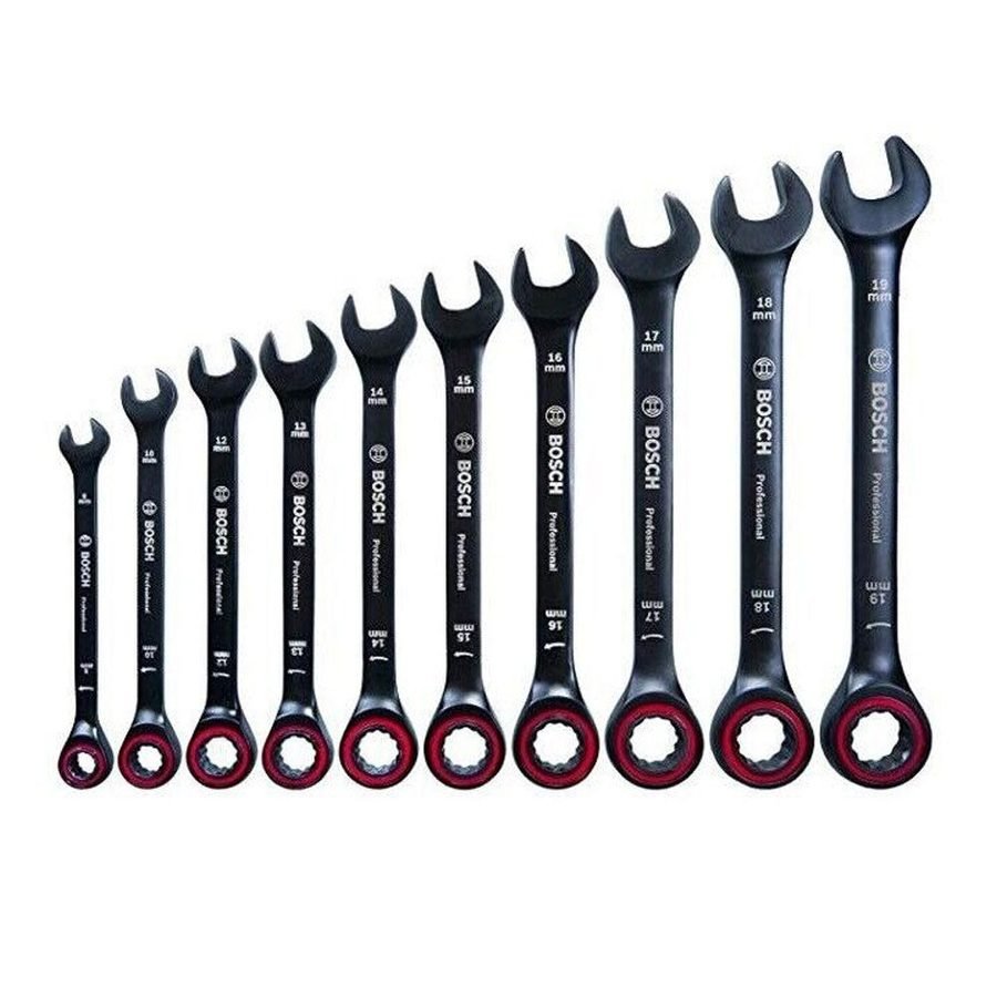 Bosch Bosch Rachet Spanner Wrench Set 10 Pcs Black (1600A016BU), General Hardware Wrenches — Southend Philippines