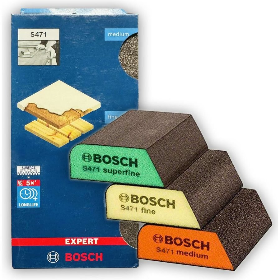 Bosch S471 3pcs Abrasive Sanding Pad / Foam Set (Flat & Edge)