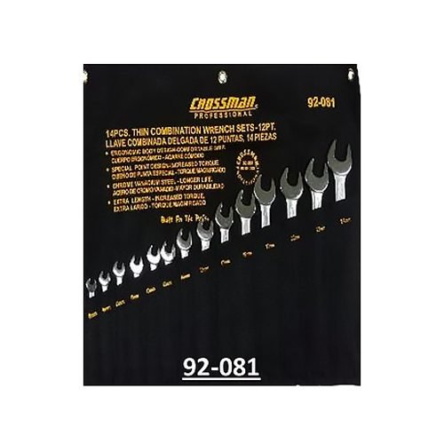 Crossman 92-081 Thin Combination Wrench Set 8-24mm 14pcs