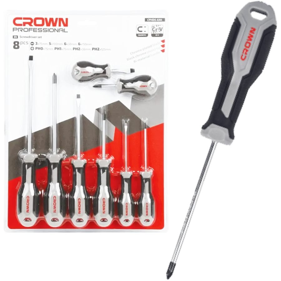 Crown Crown CPHDS-AX08 Screwdriver Set 8 Pcs, General Hardware Screwdrivers — Southend Philippines