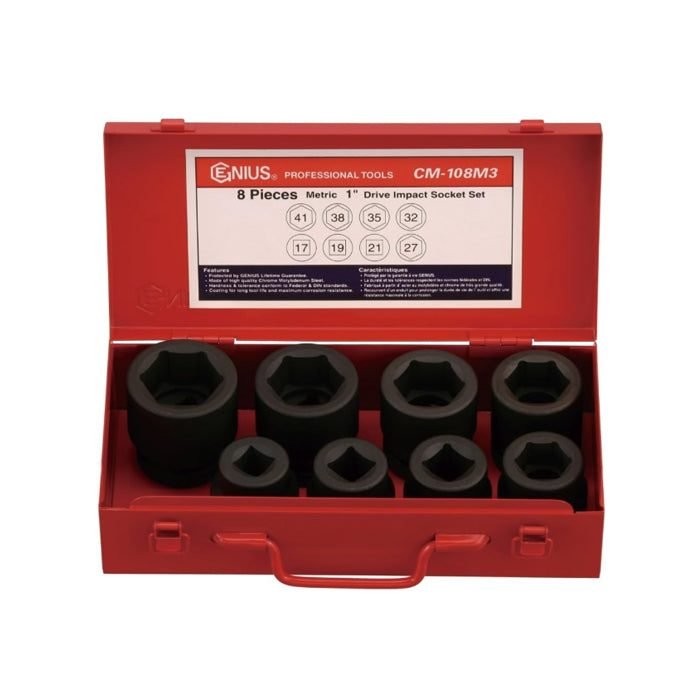 Genius CM-108M3 1" Drive (17-41mm) Socket Wrench Set 8pcs, General Hardware Sockets & Ratchets — Southend Philippines