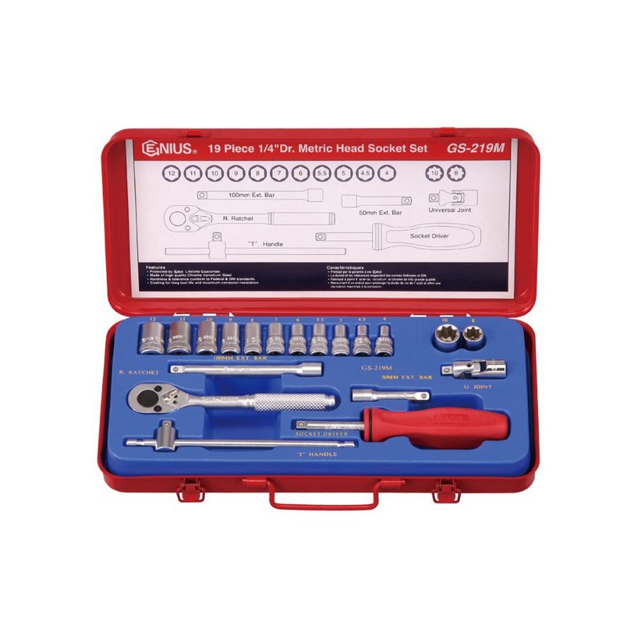 Genius GS-219M 1/4" Drive (3-12mm) Socket Wrench Set 19pcs, General Hardware Sockets & Ratchets — Southend Philippines