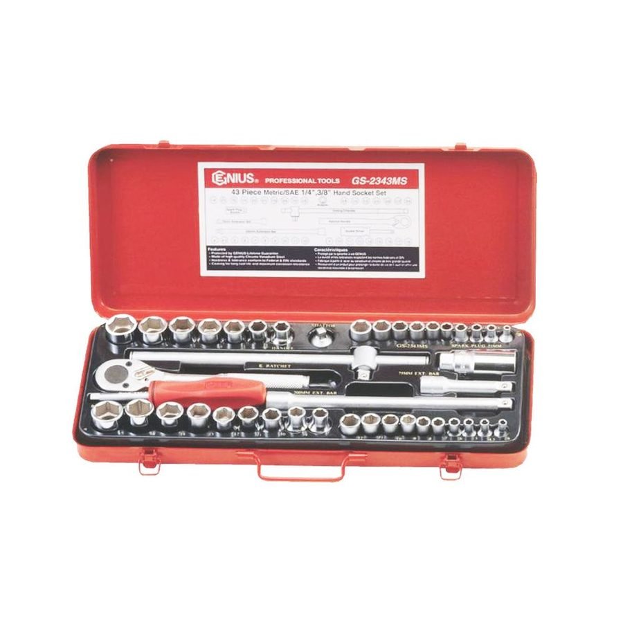 Genius GS-2343M 1/4" Drive (4-12mm) Socket Wrench Set 43pcs, General Hardware Sockets & Ratchets — Southend Philippines