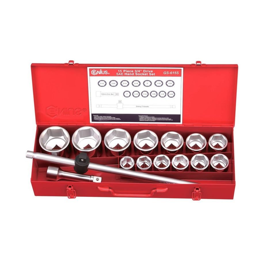 Genius GS-615S 3/4" Drive (1"-21/2") Socket Wrench Set 15pcs, General Hardware Sockets & Ratchets — Southend Philippines