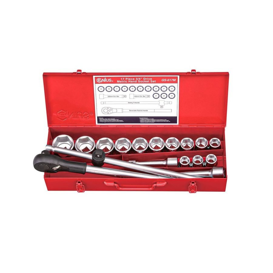 Genius GS-617M 3/4" Drive (21-50mm) Socket Wrench Set 17pcs, General Hardware Sockets & Ratchets — Southend Philippines