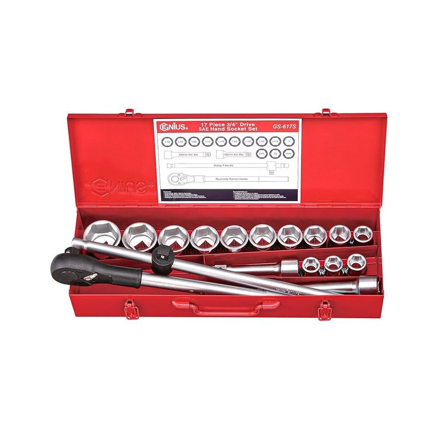 Genius GS-617S 3/4" Drive (13/16"-1-7/8") Socket Wrench Set 17pcs, General Hardware Sockets & Ratchets — Southend Philippines
