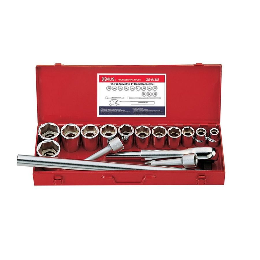 Genius GS-815S 1" Drive (1-1/8"-2-1/2") Socket Wrench Set 15pcs, General Hardware Sockets & Ratchets — Southend Philippines