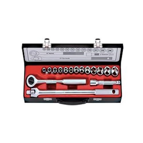 Gestar 87-128 1/2" Drive (8-24mm) Socket Wrench 17pcs 12pts, General Hardware Sockets & Ratchets — Southend Philippines