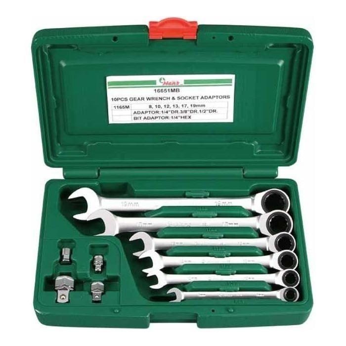 Hans Hans 16651MB Combination Ratchet Box Wrench Set With Adaptors (8-19mm), General Hardware Sockets & Ratchets — Southend P