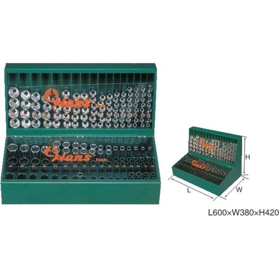 Hans Hans 46128M 125pcs Socket Wrench Metric 6pts With Display Stand, General Hardware Sockets & Ratchets — Southend Philippi