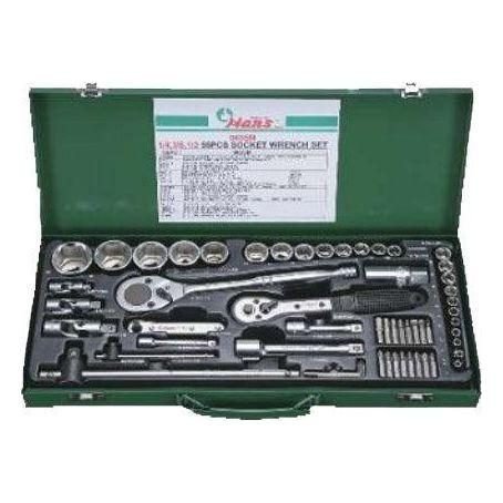 Hans Hans 9655M 55pcs Socket Wrench Set 6pts (1/4" 3/8" 1/2" Drive), General Hardware Sockets & Ratchets — Southend Philippin