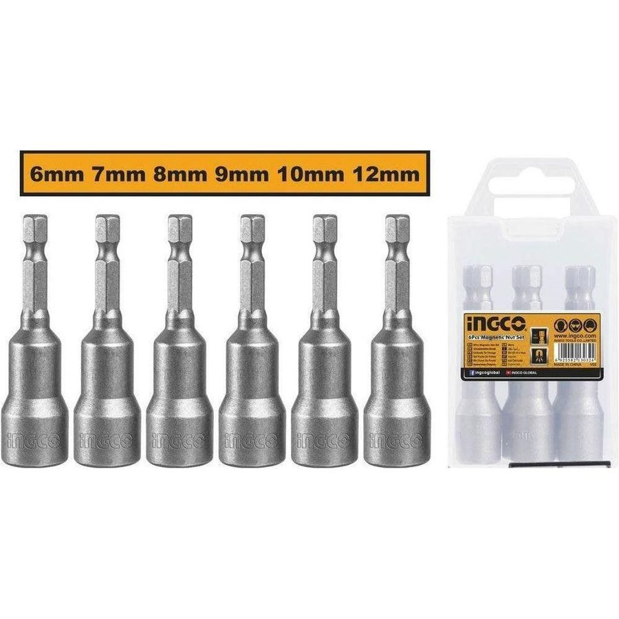 Ingco Ingco AMN65061 6PCS Magnetic Nut Set 6pcs/Set, General Hardware Fasteners — Southend Philippines