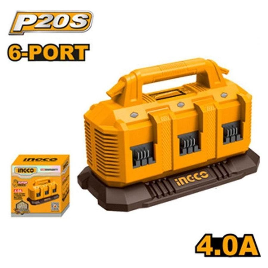 Ingco Ingco FCLI2064 P20S 6-Port Li-Ion Battery Charger 20V, General Hardware Batteries & Chargers — Southend Philippines