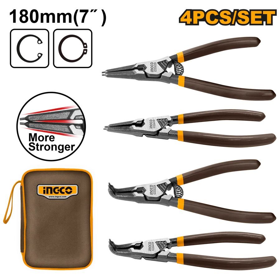 Ingco HCCPS26180 4pcs Circlip Pliers Set