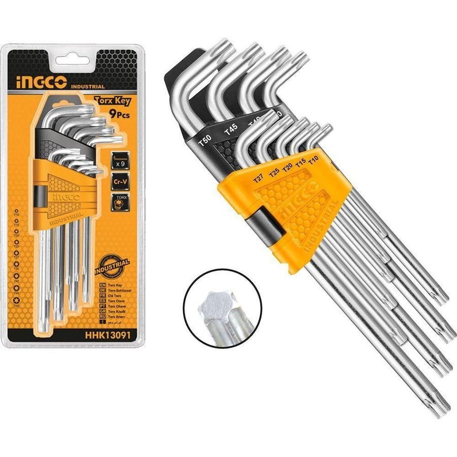 Ingco Ingco HHK13091 9pcs Torx Key Allen Wrench Set (Long Arm), General Hardware Sockets & Ratchets — Southend Philippines