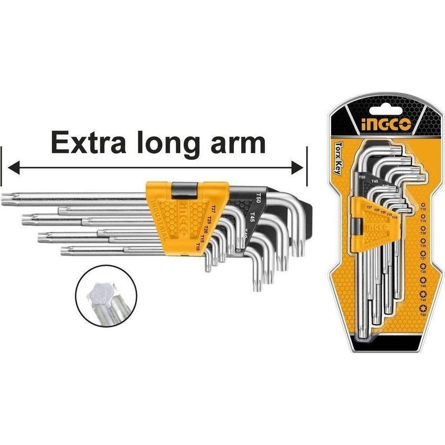 Ingco Ingco HHK13092 9pcs Torx Key Allen Wrench Set (Extra Long Arm), General Hardware Sockets & Ratchets — Southend Philippi