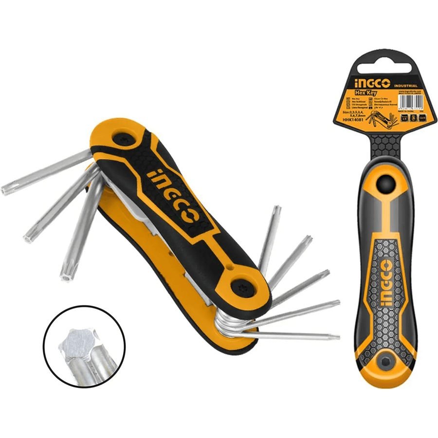 Ingco Ingco HHK14083 8pcs Foldable Torx Allen Key Wrench Set, General Hardware Sockets & Ratchets — Southend Philippines