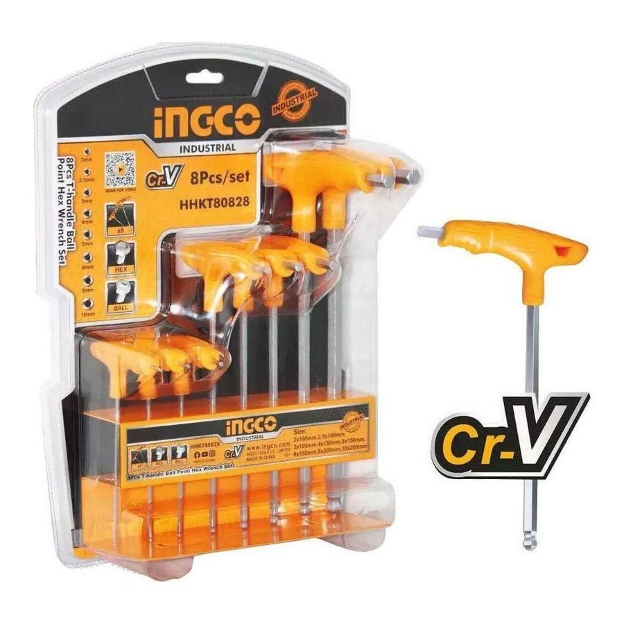 Ingco Ingco HHKT80828 8pcs Ball Point Allen Key Wrench Set (T-Handle), General Hardware Sockets & Ratchets — Southend Philipp