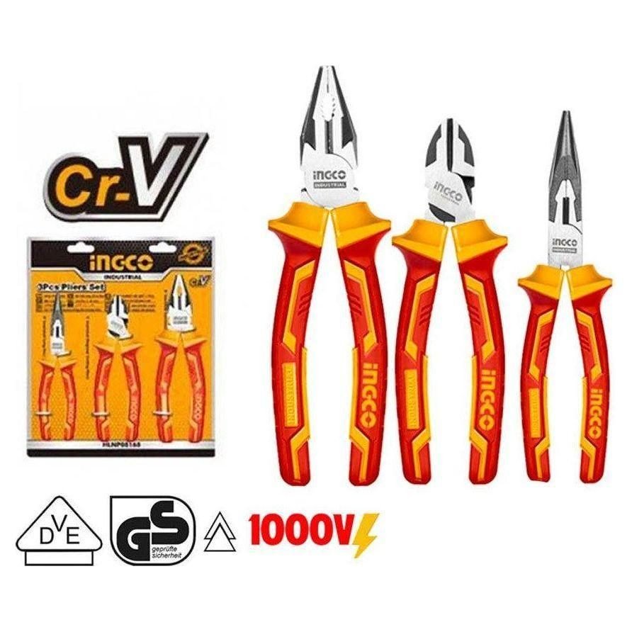 Ingco Ingco HIKPS28313 3pcs Insulated Pliers Set 1000V, General Hardware Pliers & Cutters — Southend Philippines