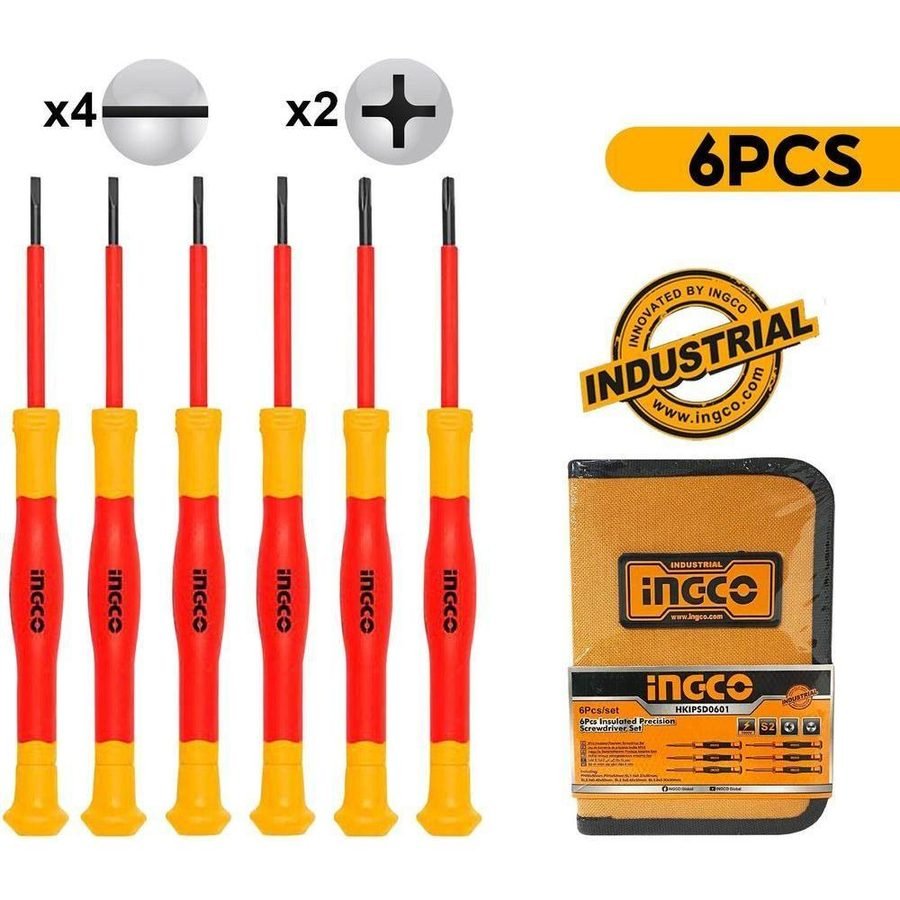 Ingco Ingco HKIPSD0601 6pcs Insulated VDE Precision Screwdriver Set, General Hardware Screwdrivers — Southend Philippines