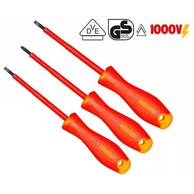 Ingco Ingco HKISD0308 3pcs Insulated VDE Screwdriver Set 1000V, General Hardware Screwdrivers & Bits — Southend Philippines