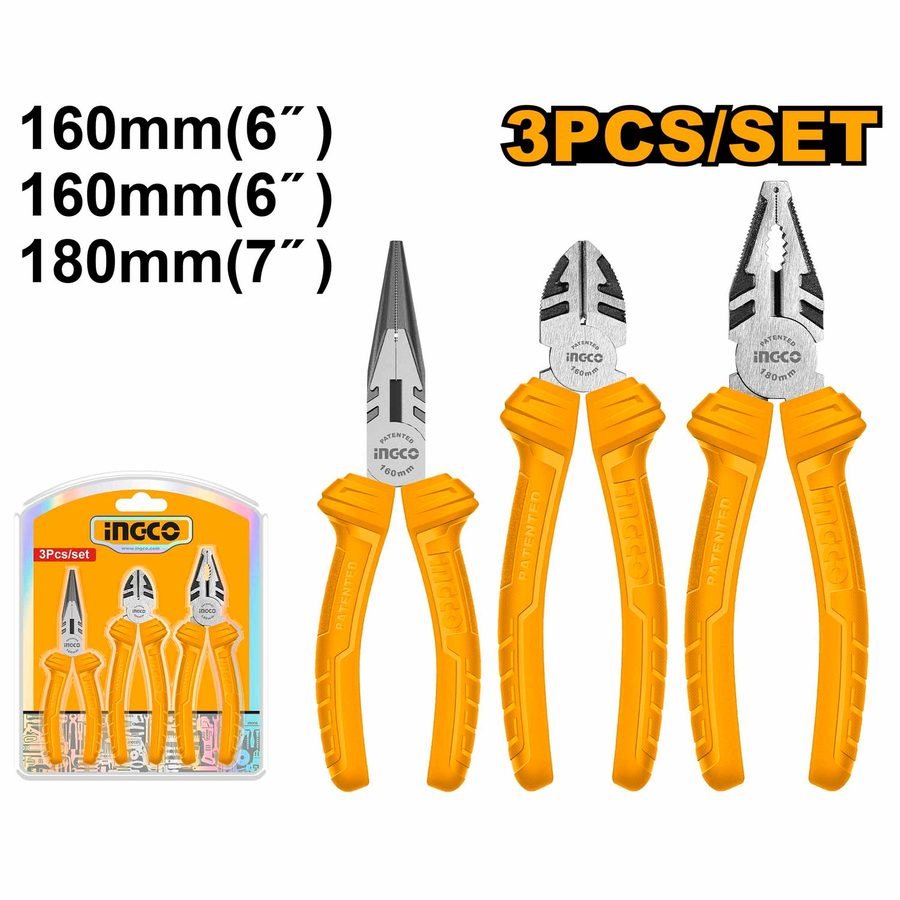 Ingco Ingco HKPS08311 3pcs Pliers Set (SS), General Hardware Pliers & Cutters — Southend Philippines