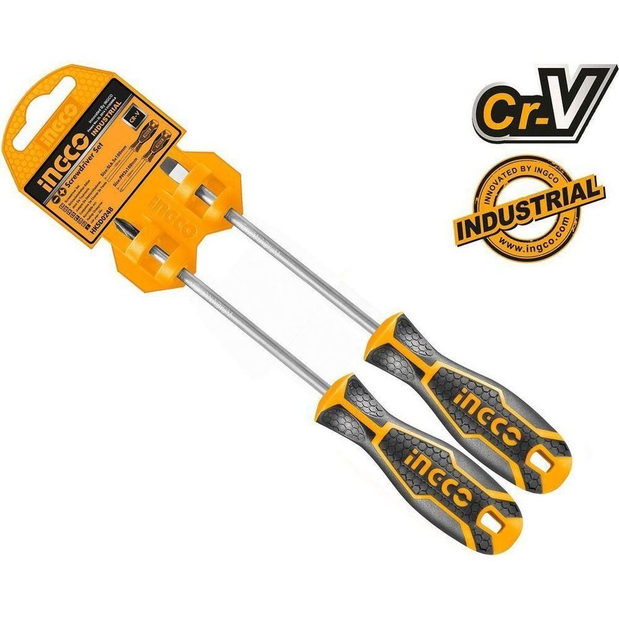 Ingco Ingco HKSD0248 2pcs Screwdriver Set (SS), General Hardware Screwdrivers & Bits — Southend Philippines