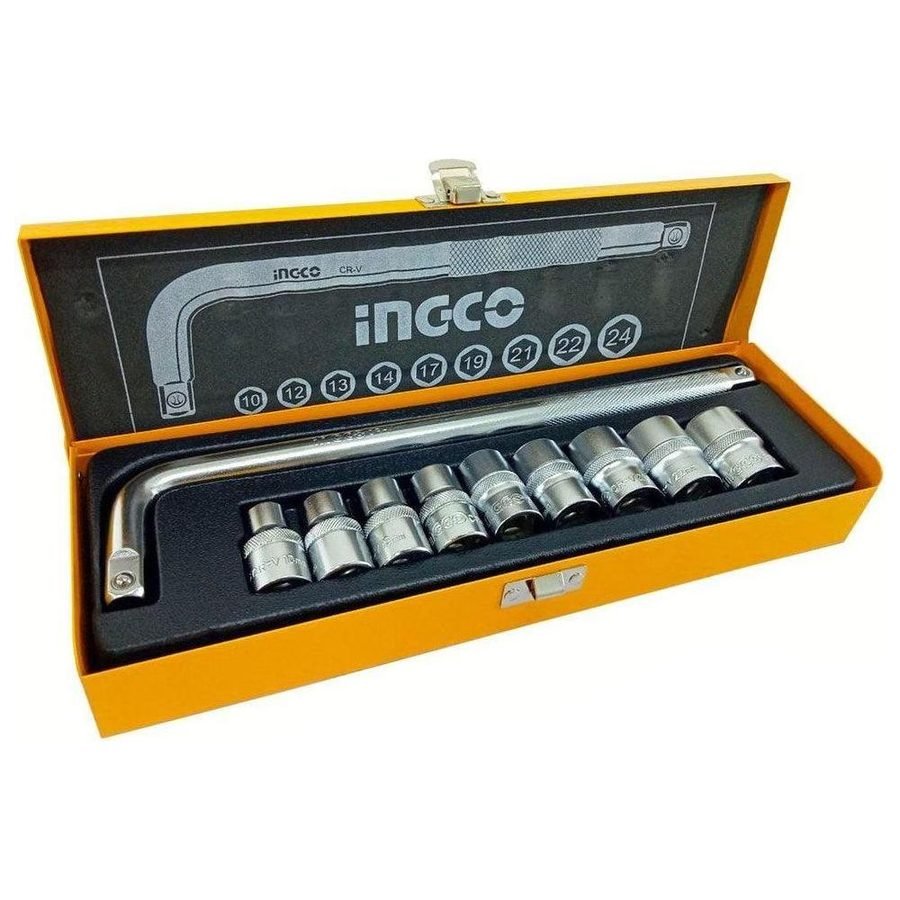 Ingco HKTS12101 10pcs Socket Wrench Set 1/2" Drive