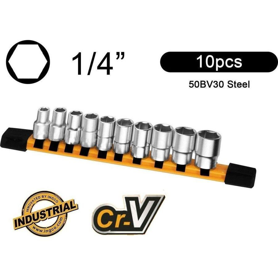 Ingco HKTS14103 10pcs Socket Wrench Set 1/4" Drive