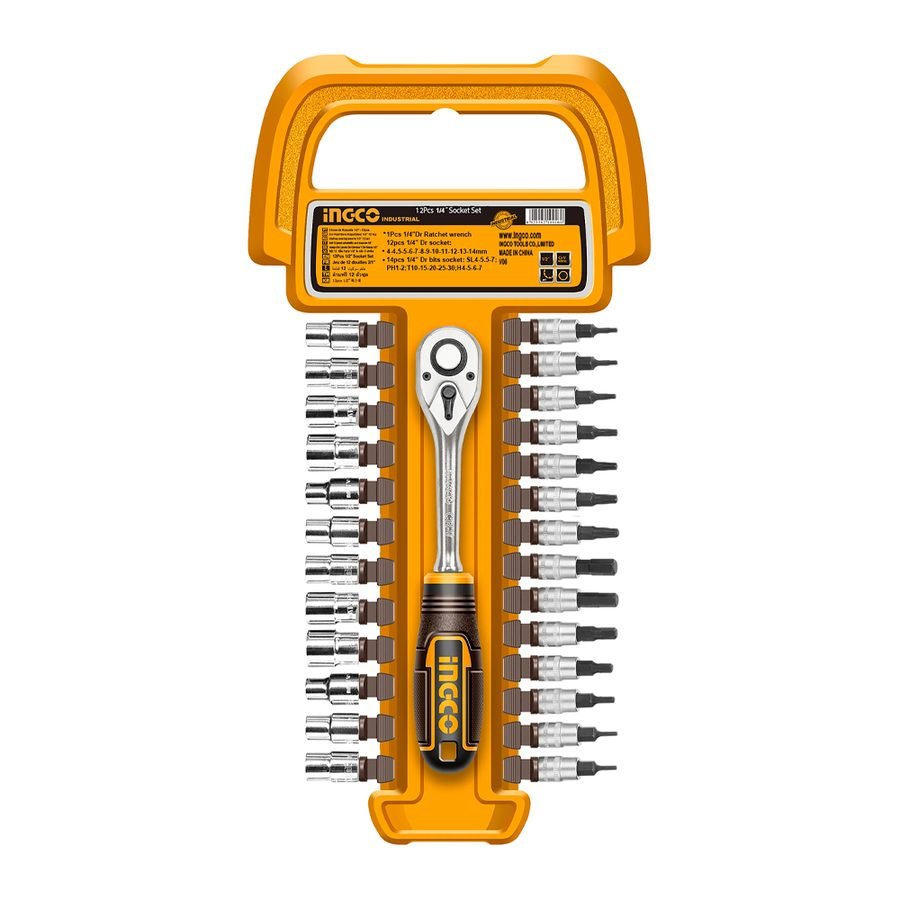 Ingco Ingco HKTS14271 1/4" Socket Bit Set 27 Pcs, General Hardware Sockets & Ratchets — Southend Philippines